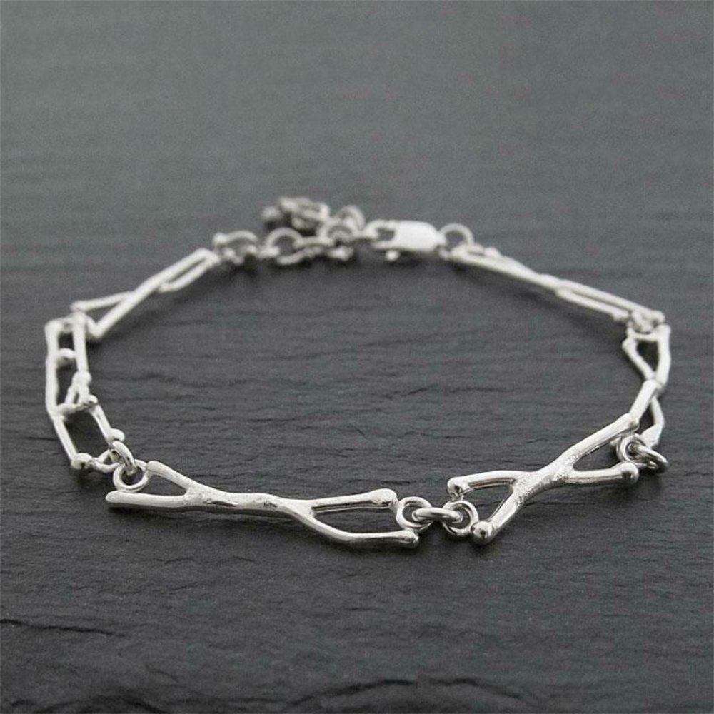 Argentium sterling silver Twig Link Bracelet